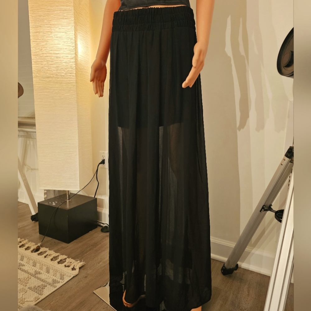 Long Black Sheer Skirt